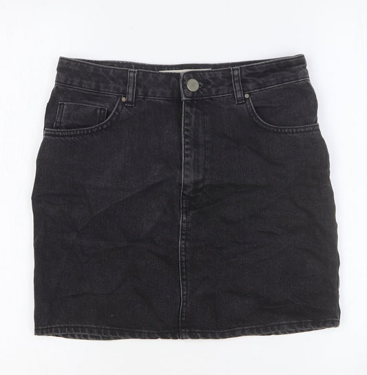 ASOS Womens Black Cotton Straight & Pencil Skirt Size 10 Button