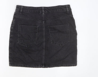 ASOS Womens Black Cotton Straight & Pencil Skirt Size 10 Button