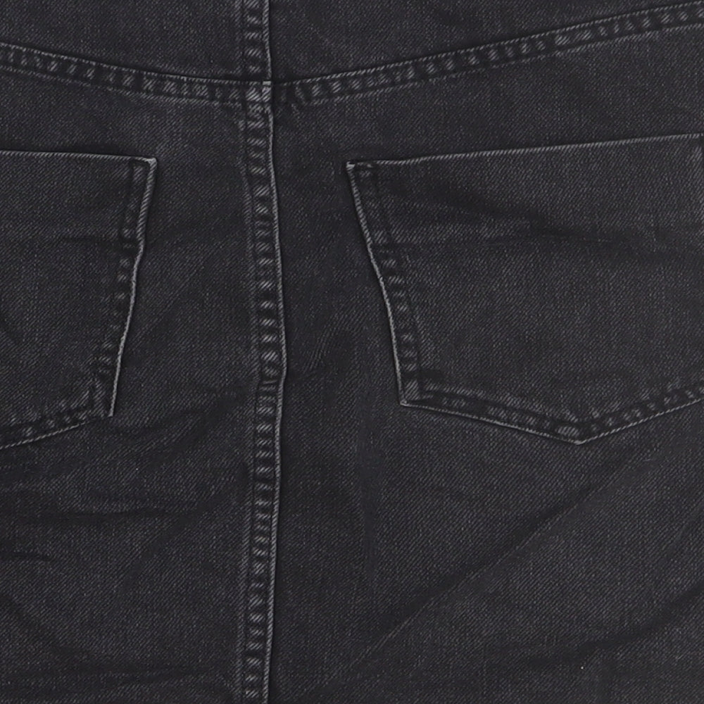 ASOS Womens Black Cotton Straight & Pencil Skirt Size 10 Button