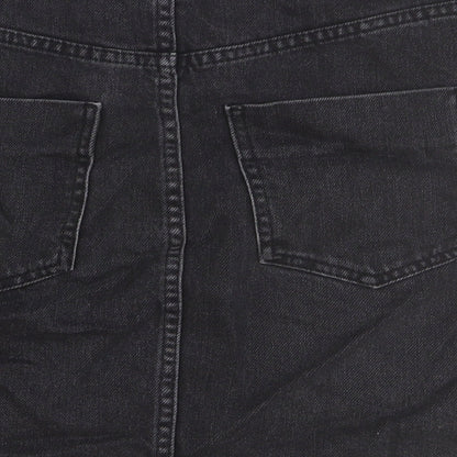 ASOS Womens Black Cotton Straight & Pencil Skirt Size 10 Button