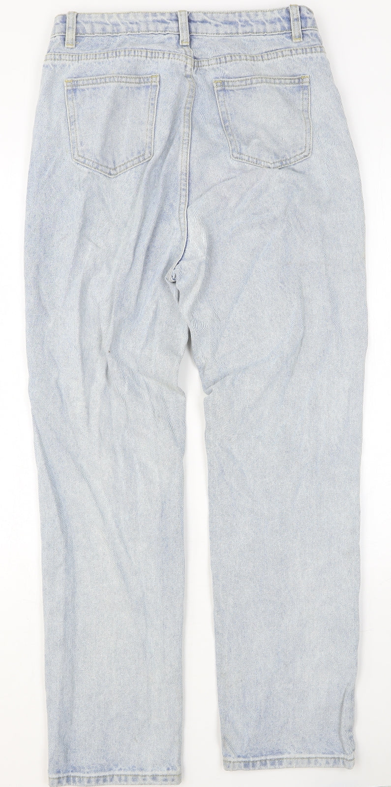 PRETTYLITTLETHING Womens Blue Cotton Straight Jeans Size 8 Relaxed Button