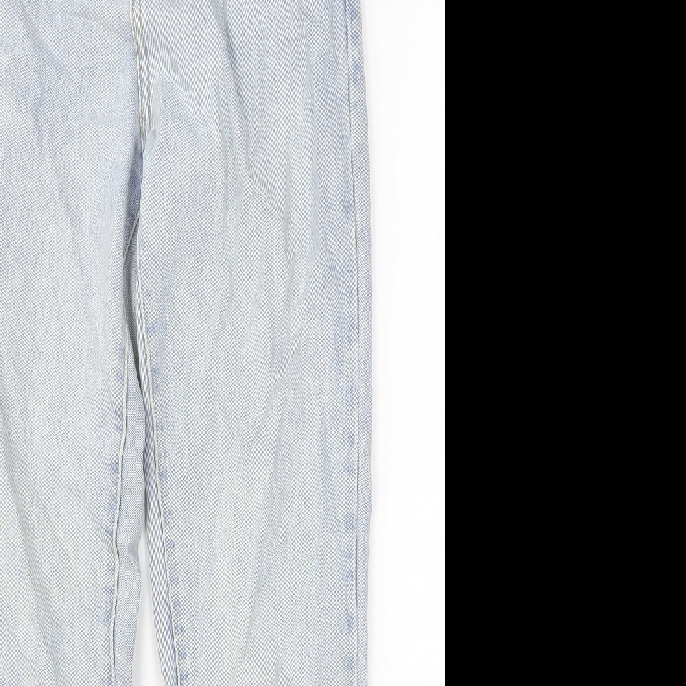 PRETTYLITTLETHING Womens Blue Cotton Straight Jeans Size 8 Relaxed Button