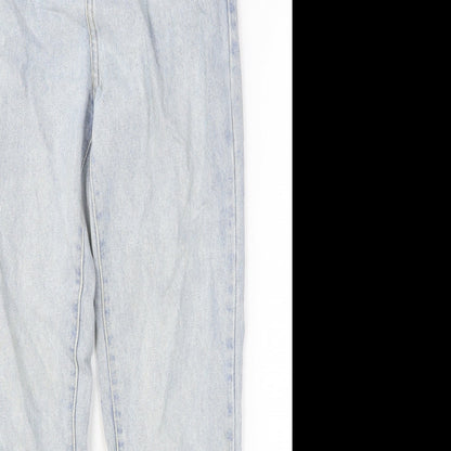 PRETTYLITTLETHING Womens Blue Cotton Straight Jeans Size 8 Relaxed Button