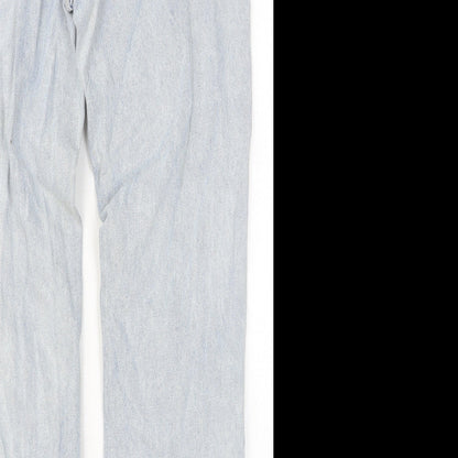 PRETTYLITTLETHING Womens Blue Cotton Straight Jeans Size 8 Relaxed Button