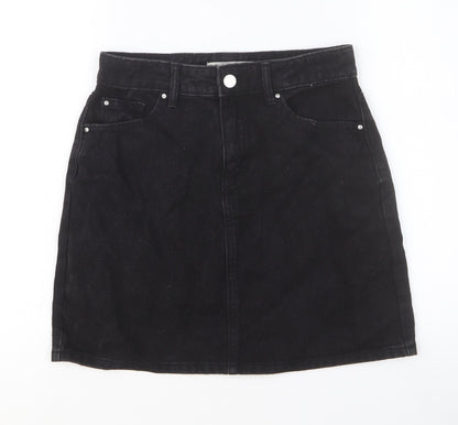 Primark Womens Black Chlorofibre Straight & Pencil Skirt Size 6 Button