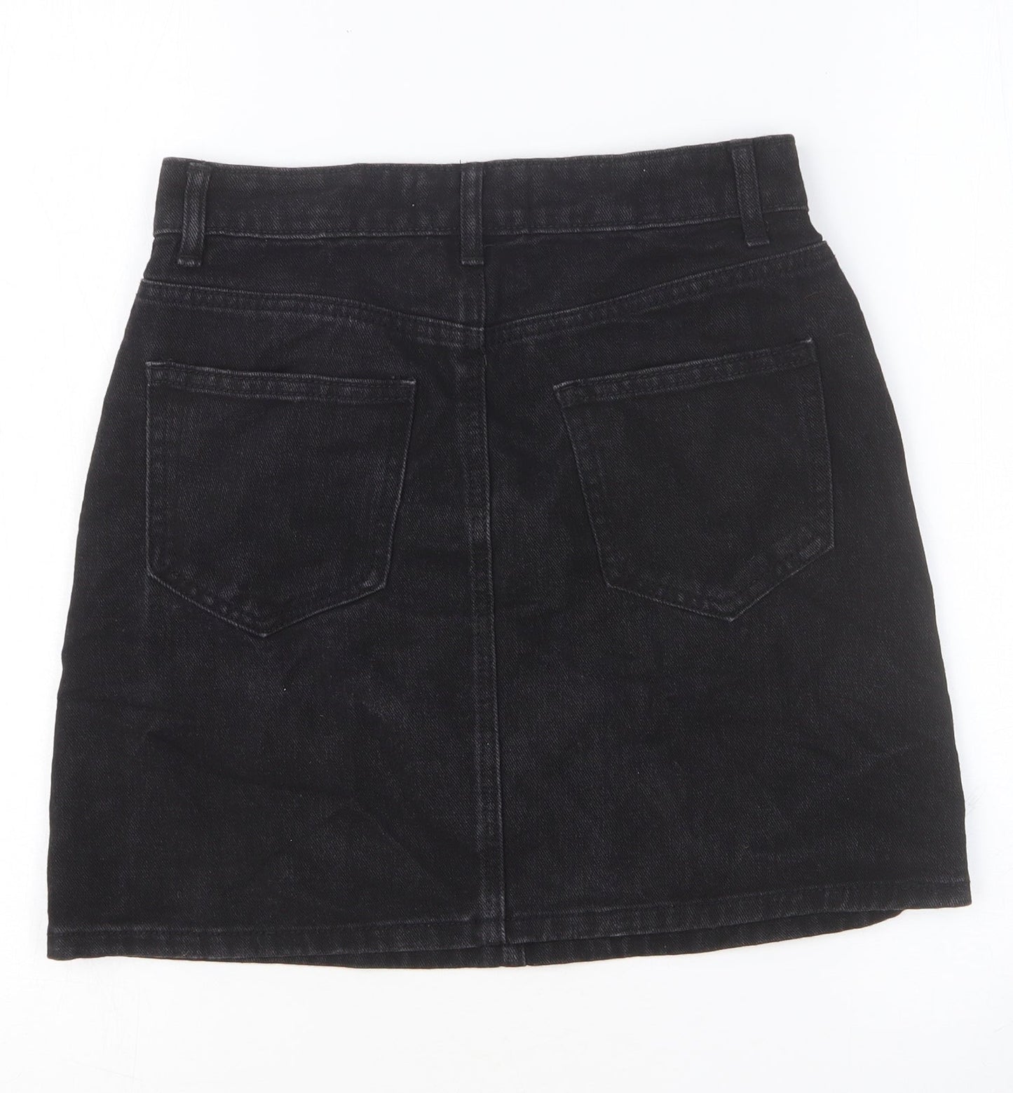 Primark Womens Black Chlorofibre Straight & Pencil Skirt Size 6 Button