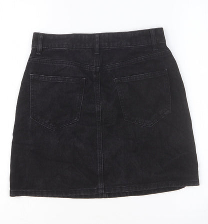 Primark Womens Black Chlorofibre Straight & Pencil Skirt Size 6 Button