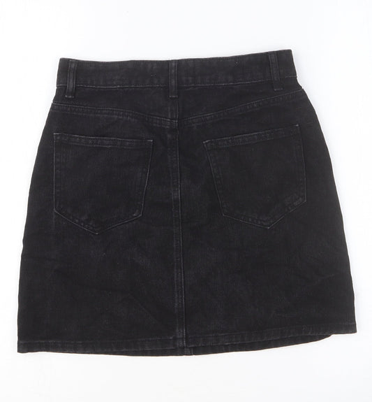 Primark Womens Black Chlorofibre Straight & Pencil Skirt Size 6 Button