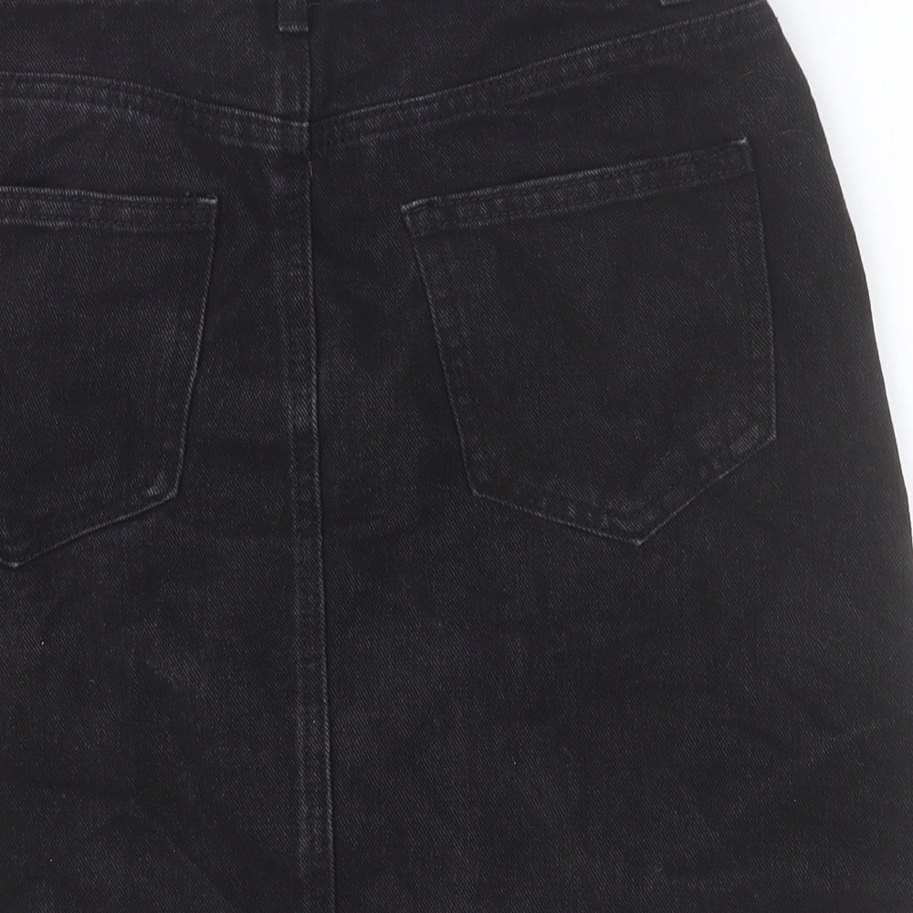Primark Womens Black Chlorofibre Straight & Pencil Skirt Size 6 Button