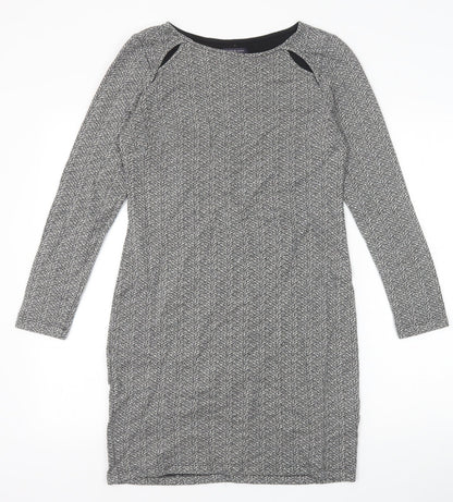 Marks and Spencer Womens Grey Cotton A-Line Size 12 Boat Neck Pullover