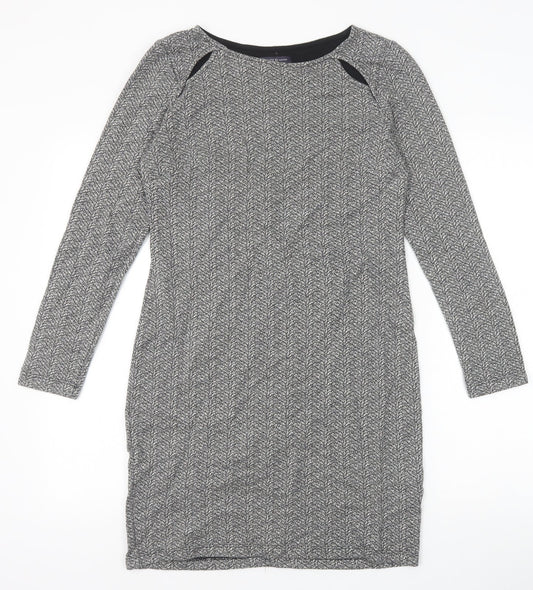 Marks and Spencer Womens Grey Cotton A-Line Size 12 Boat Neck Pullover