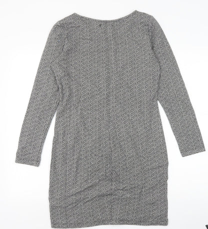 Marks and Spencer Womens Grey Cotton A-Line Size 12 Boat Neck Pullover