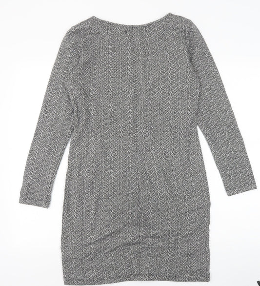 Marks and Spencer Womens Grey Cotton A-Line Size 12 Boat Neck Pullover