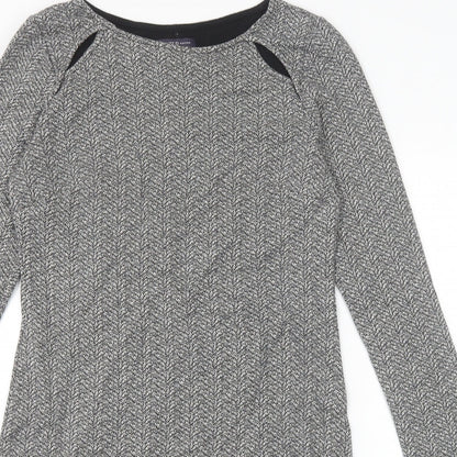 Marks and Spencer Womens Grey Cotton A-Line Size 12 Boat Neck Pullover