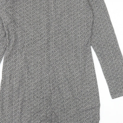 Marks and Spencer Womens Grey Cotton A-Line Size 12 Boat Neck Pullover