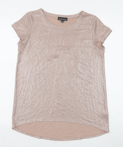 Womens UK Size 10 Warehouse Beige Tunic T-Shirt
