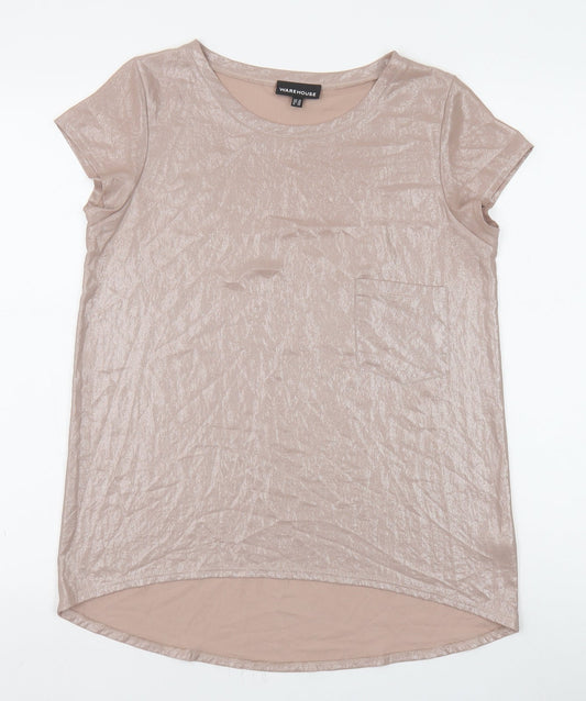 Womens UK Size 10 Warehouse Beige Tunic T-Shirt