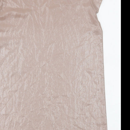 Womens UK Size 10 Warehouse Beige Tunic T-Shirt