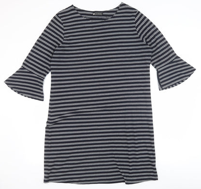 Avenue Womens Blue Floral Polyester Shift Size 14 Boat Neck Pullover