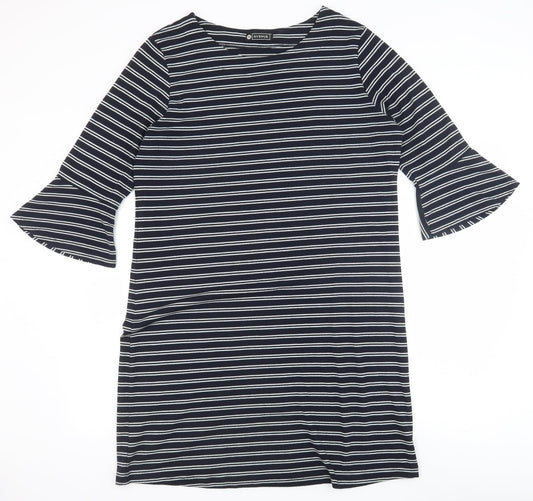 Avenue Womens Blue Floral Polyester Shift Size 14 Boat Neck Pullover