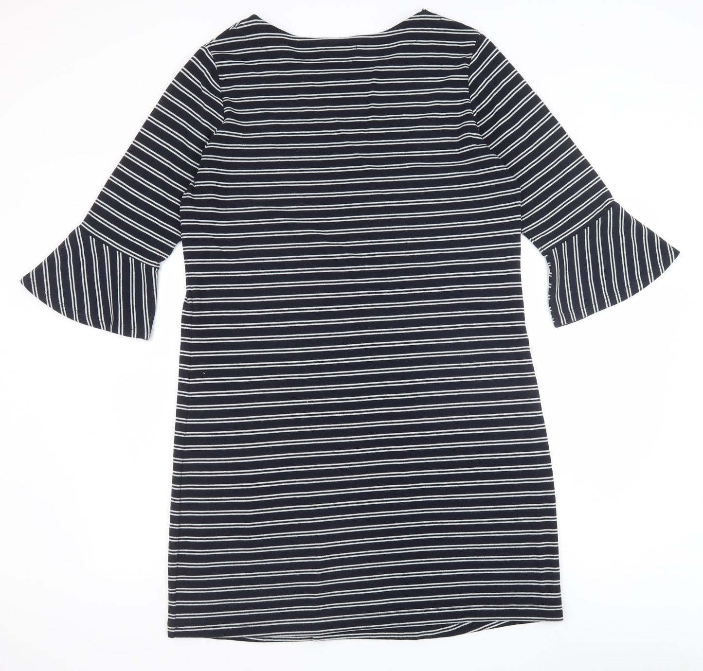 Avenue Womens Blue Floral Polyester Shift Size 14 Boat Neck Pullover