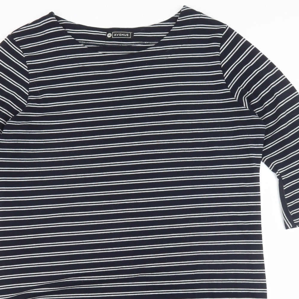 Avenue Womens Blue Floral Polyester Shift Size 14 Boat Neck Pullover