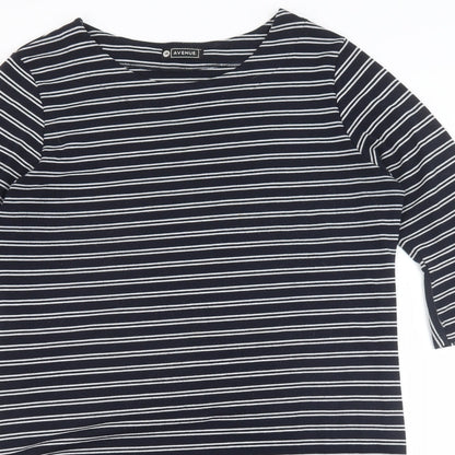 Avenue Womens Blue Floral Polyester Shift Size 14 Boat Neck Pullover