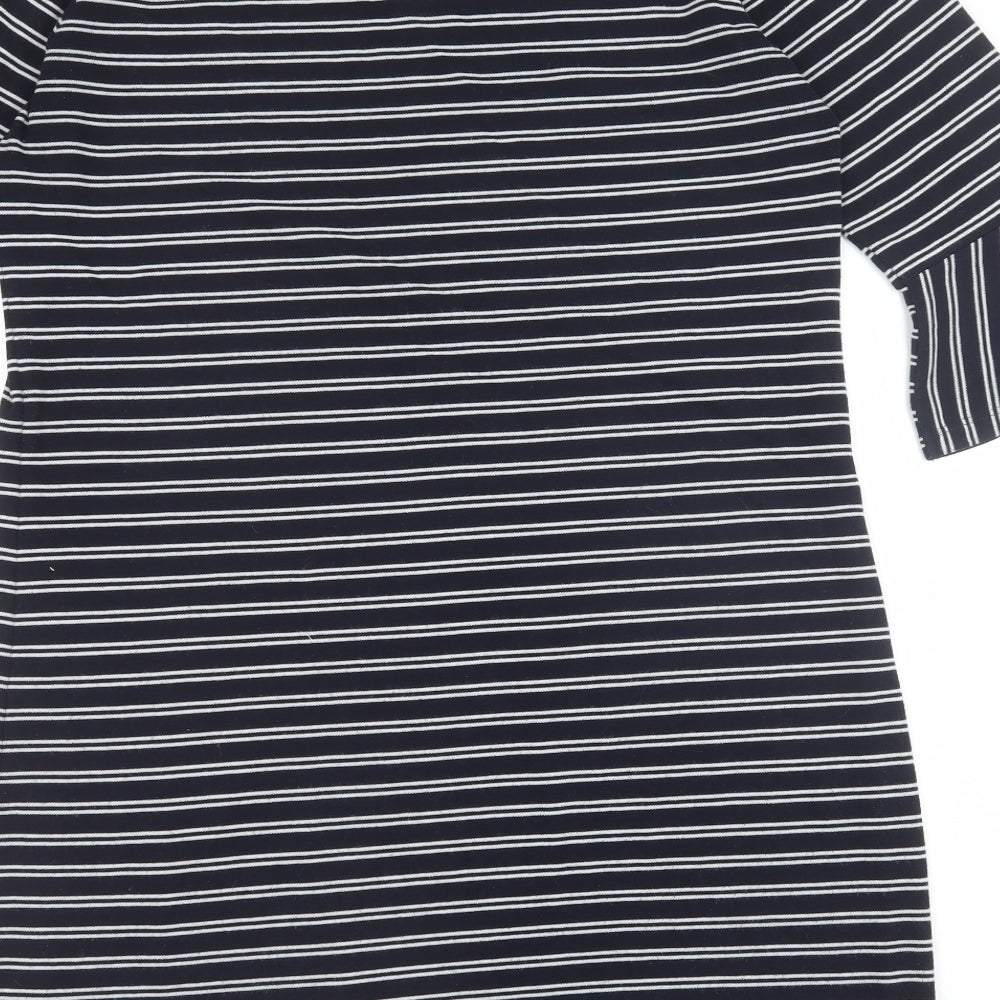 Avenue Womens Blue Floral Polyester Shift Size 14 Boat Neck Pullover