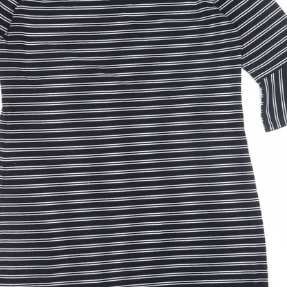 Avenue Womens Blue Floral Polyester Shift Size 14 Boat Neck Pullover