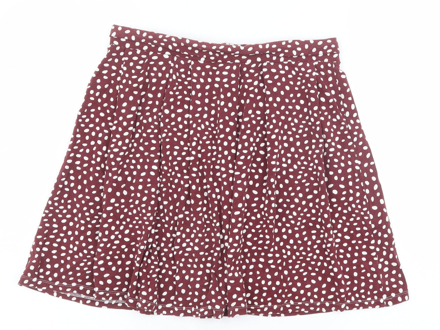 ASOS Womens Red Geometric Viscose Skater Skirt Size 14