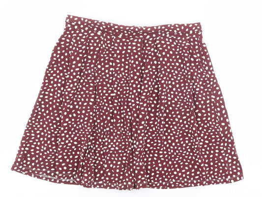 ASOS Womens Red Geometric Viscose Skater Skirt Size 14