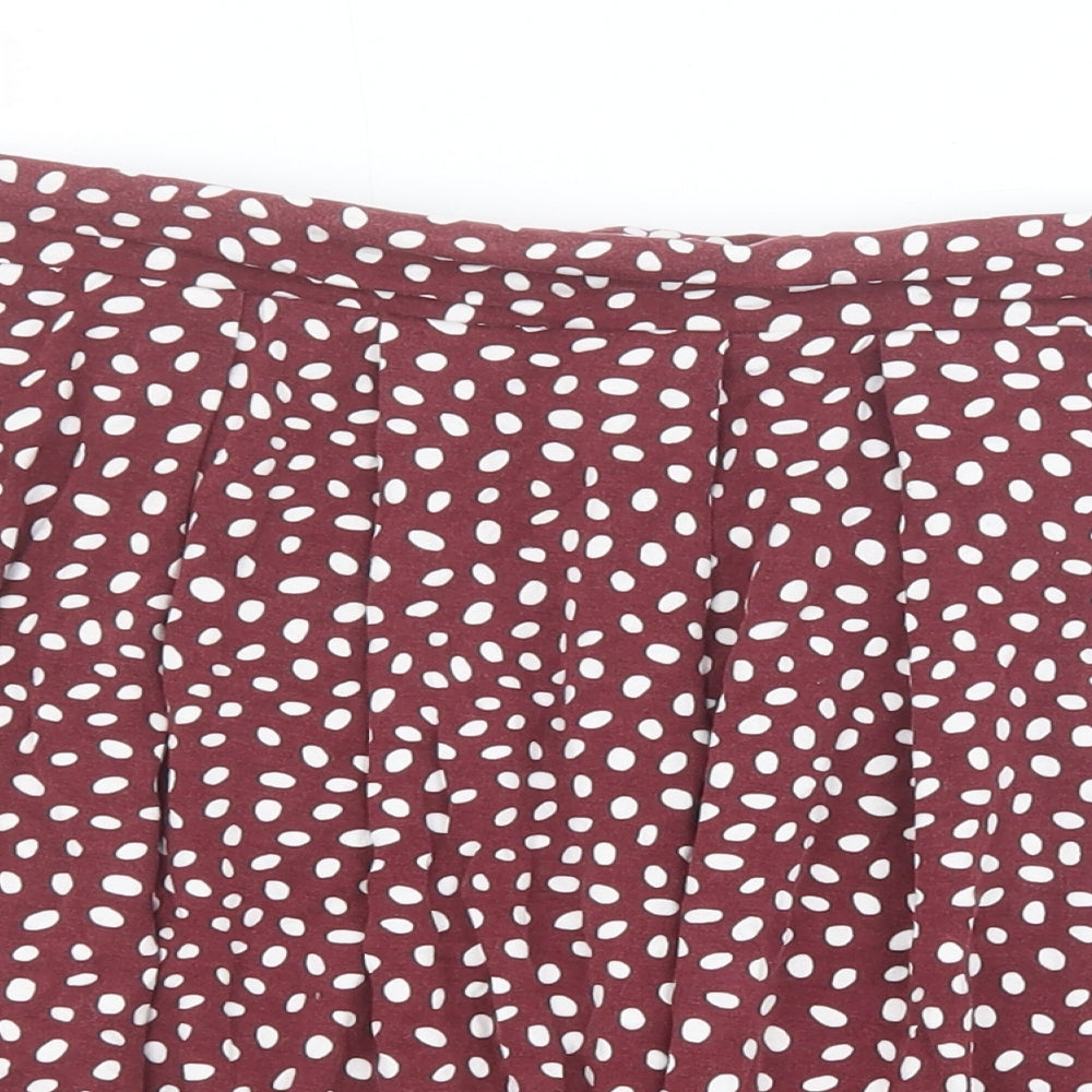 ASOS Womens Red Geometric Viscose Skater Skirt Size 14