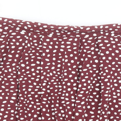 ASOS Womens Red Geometric Viscose Skater Skirt Size 14
