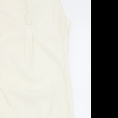 NEXT Womens White Acetate Shift Size 10 V-Neck Zip