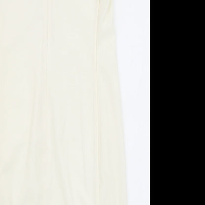 NEXT Womens White Acetate Shift Size 10 V-Neck Zip