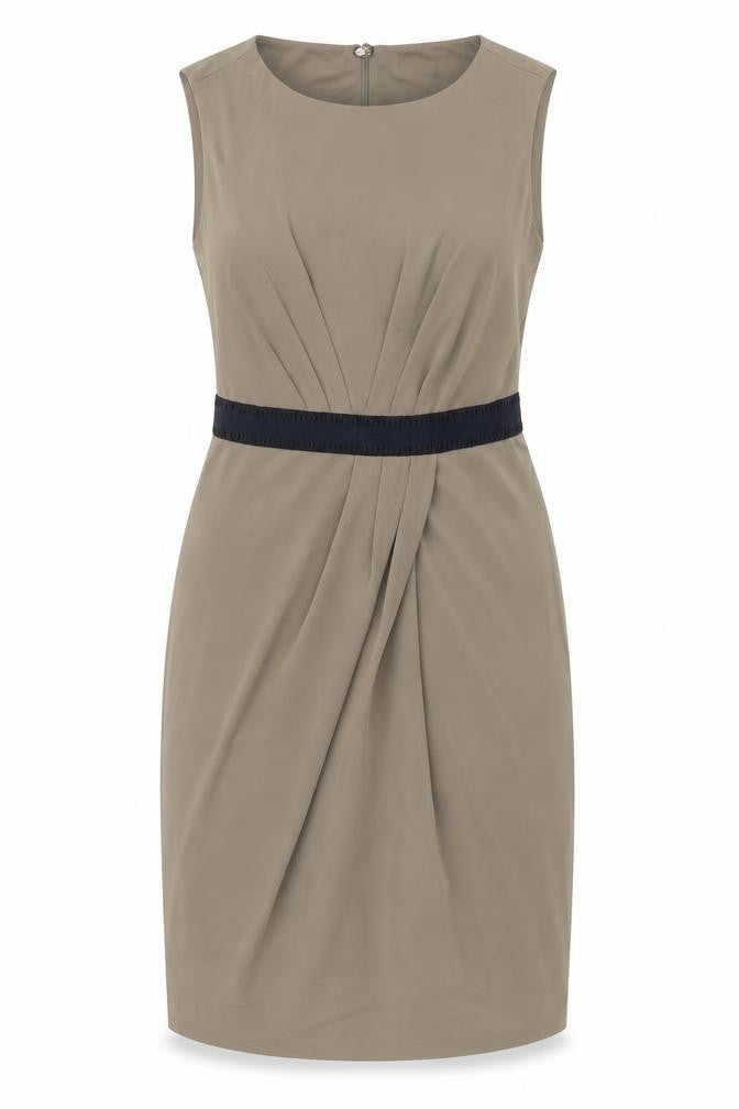 Marks and Spencer Womens Green Polyester A-Line Size 12 Round Neck Zip