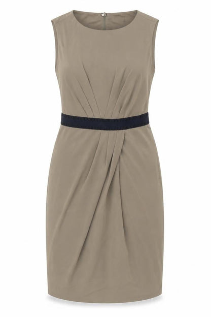 Marks and Spencer Womens Green Polyester A-Line Size 12 Round Neck Zip