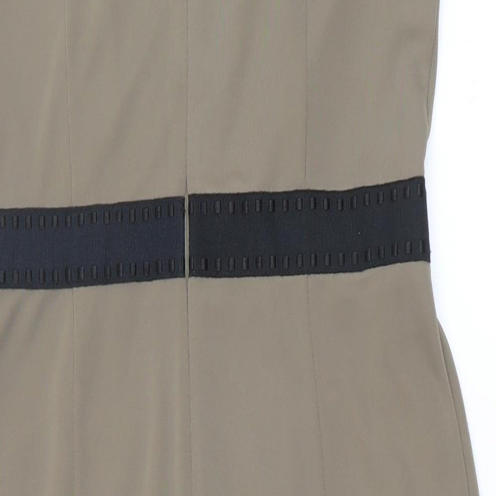 Marks and Spencer Womens Green Polyester A-Line Size 12 Round Neck Zip