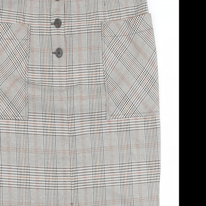 Primark Womens Brown Plaid Polyester Straight & Pencil Skirt Size 12 Button