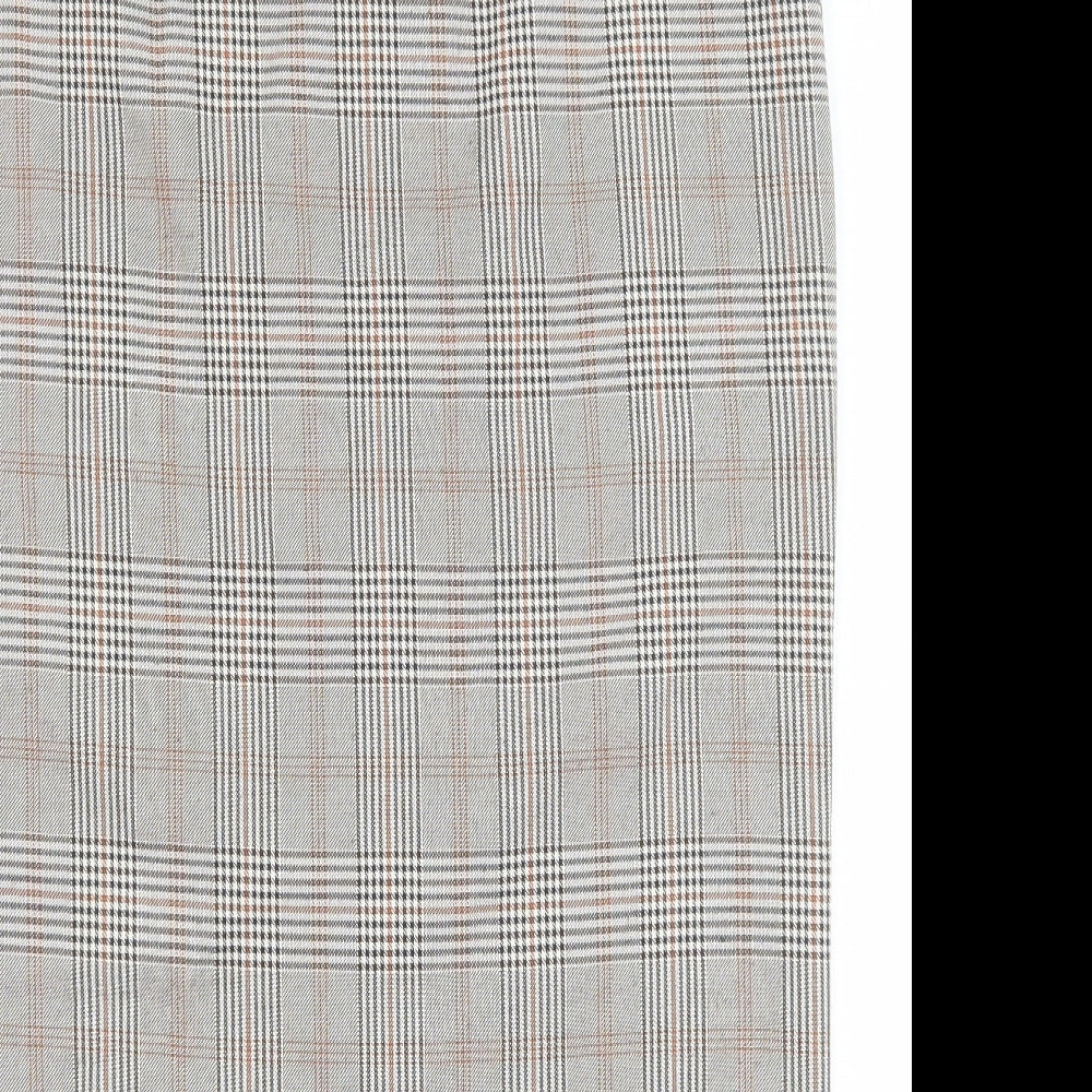 Primark Womens Brown Plaid Polyester Straight & Pencil Skirt Size 12 Button