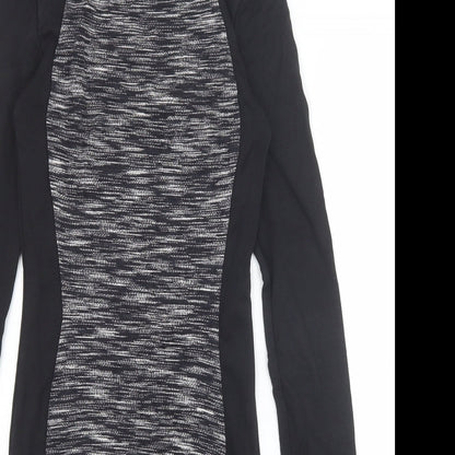 H&M Womens Black Viscose Bodycon Size 6 Round Neck Zip