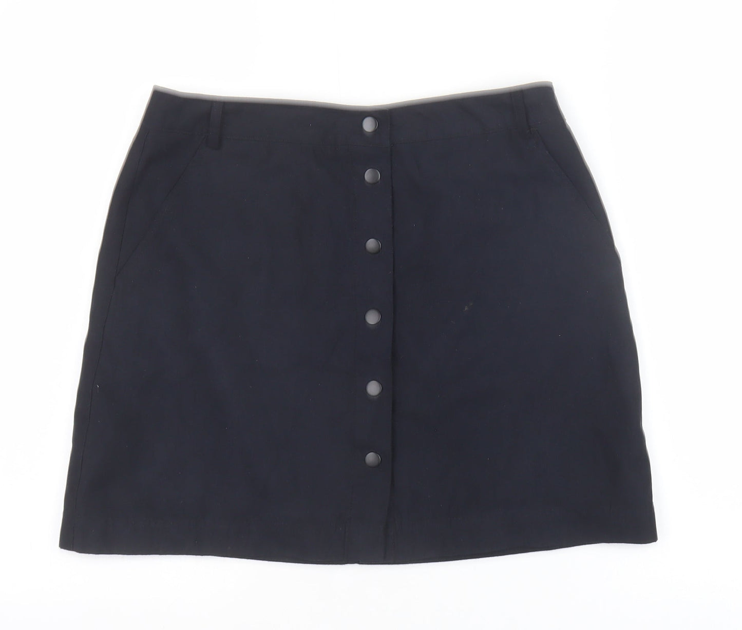 New Look Womens Blue Polyester A-Line Skirt Size 10 Snap