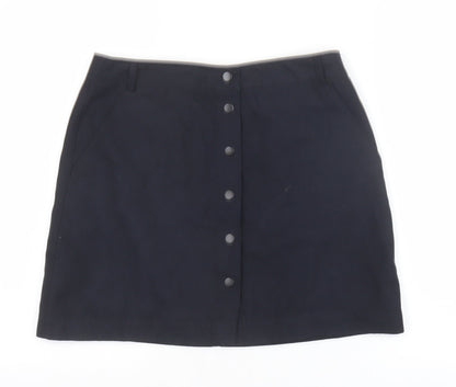 New Look Womens Blue Polyester A-Line Skirt Size 10 Snap
