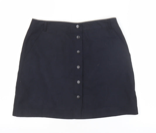 New Look Womens Blue Polyester A-Line Skirt Size 10 Snap