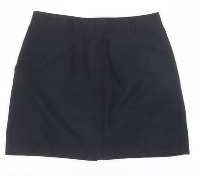 New Look Womens Blue Polyester A-Line Skirt Size 10 Snap