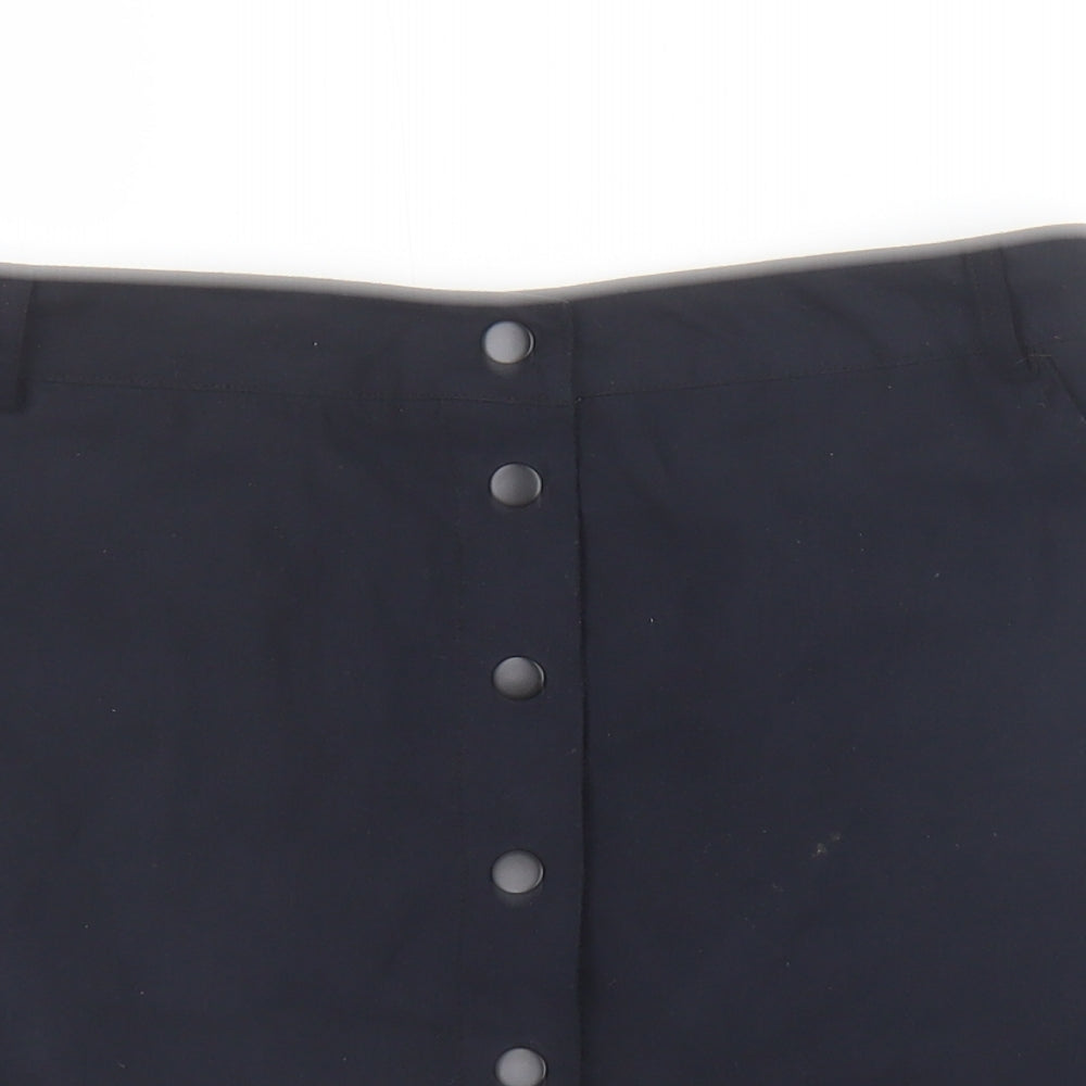 New Look Womens Blue Polyester A-Line Skirt Size 10 Snap
