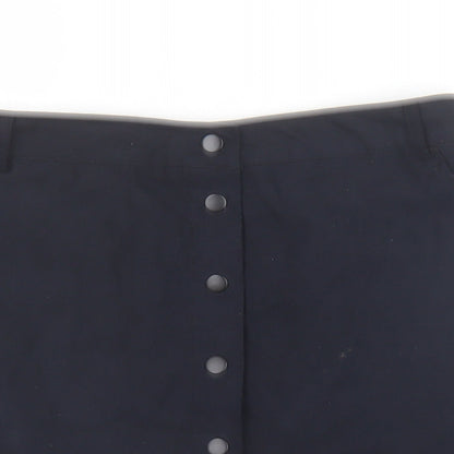 New Look Womens Blue Polyester A-Line Skirt Size 10 Snap