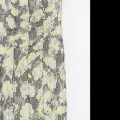 Marks and Spencer Womens Grey Floral Polyester Pencil Dress Size 10 Boat Neck Button