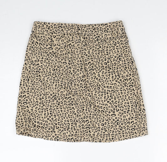 Divided by H&M Womens Beige Animal Print Cotton Straight & Pencil Skirt Size 4 Zip - Leopard Pattern