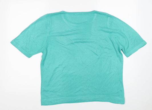 Classic Womens Blue Round Neck Acrylic Pullover Jumper Size 14 Pullover